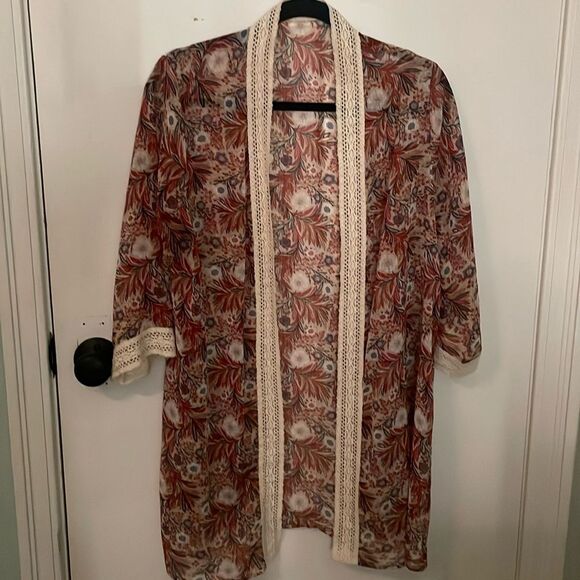 Bohemian Floral Lace Kimono Robe - Picture 1 of 3